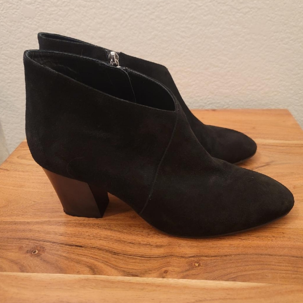 AQUATALIA EMILIANA BLACK SUEDE WEATHERPROOF SURPLICE BOOTS WOMENS 7.5 ITALY